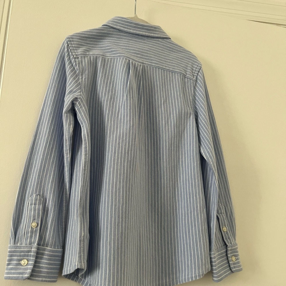 Polo by Ralph Lauren Blue White Striped Knit Cotton Oxford Shirt Boys 5 NWT - Picture 7 of 8
